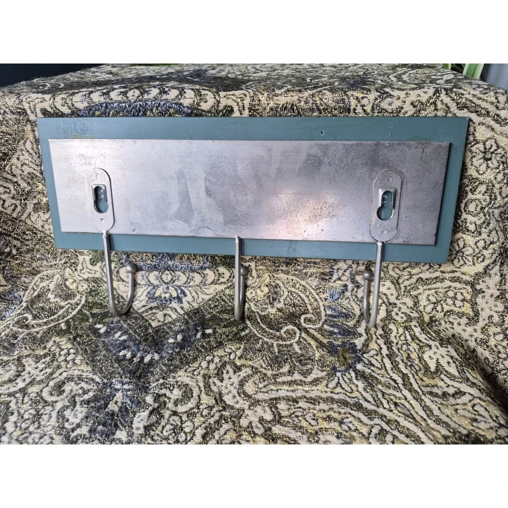 Vintage Beveled Etched Mirror Wall Hook Rack Floral Hollywood Regency Decor